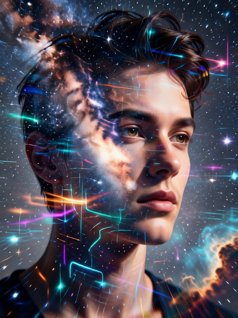 retrato con explosión de supernova