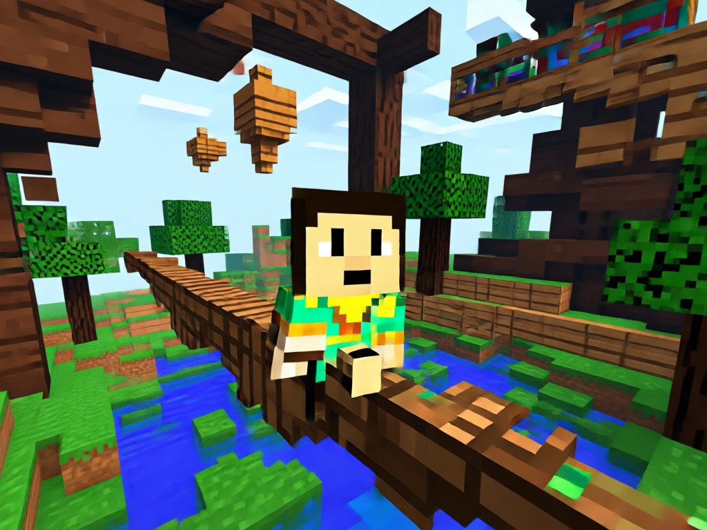 Photo transformed into Minecraft style art