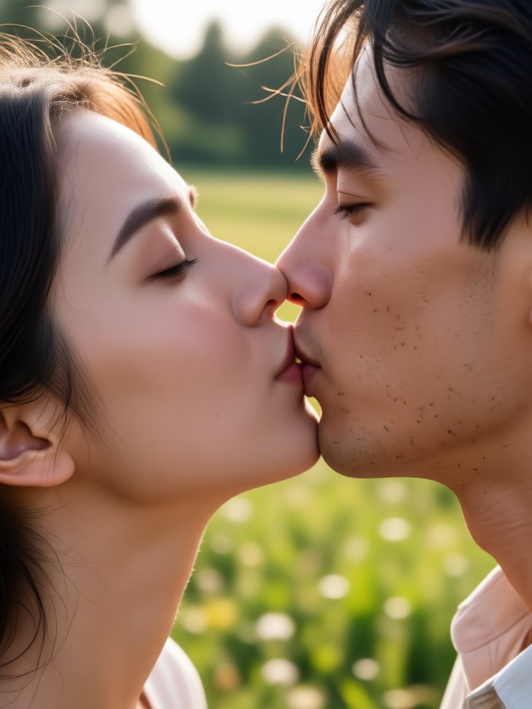 Vineyard sunset kiss AI generated