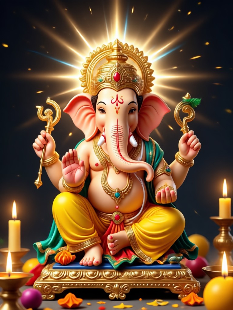 Karya seni AI Ganesha bergaya lukisan cat air