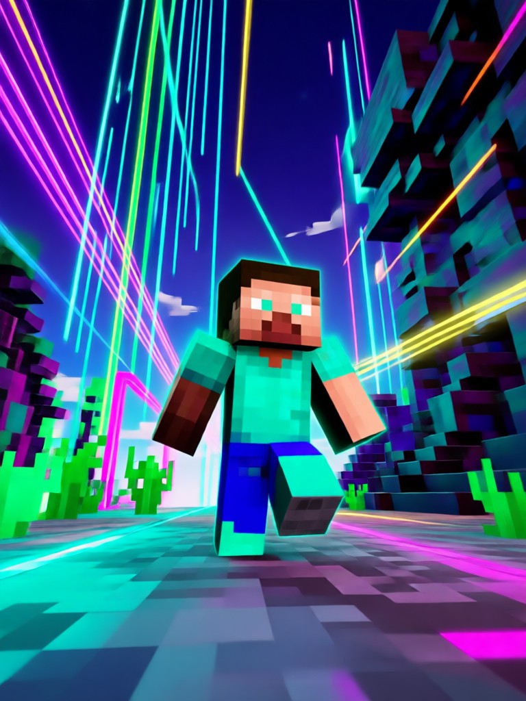Smartphone showing AI Minecraft video creation