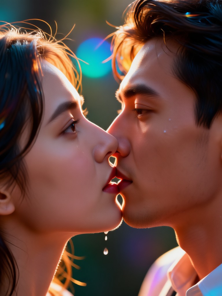 영화 같은 흑백 키스 장면