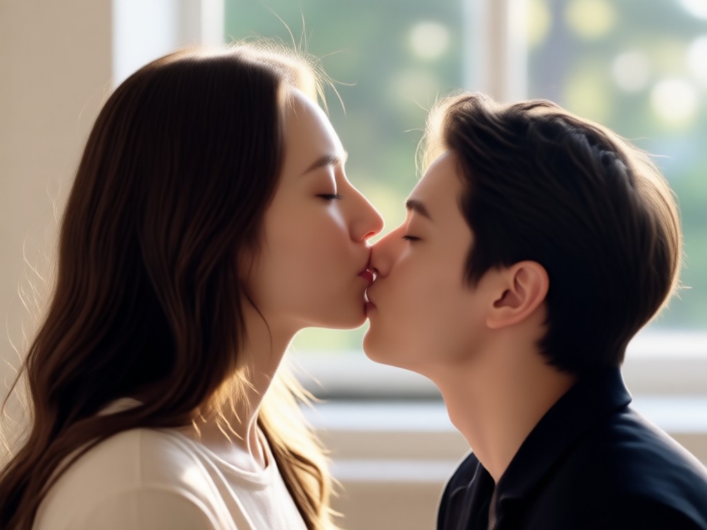 soft focus glow effect on kissing video