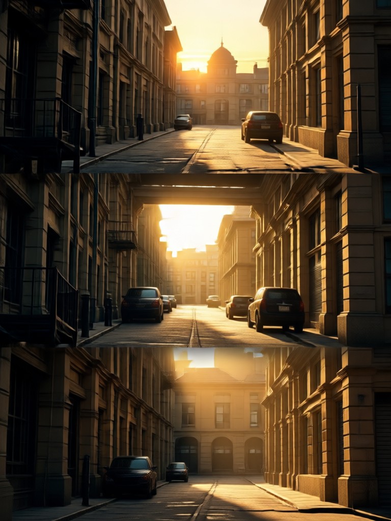 Filmischer Sonnenuntergang mit verstärkter Vordergrundsilhouette und Himmel