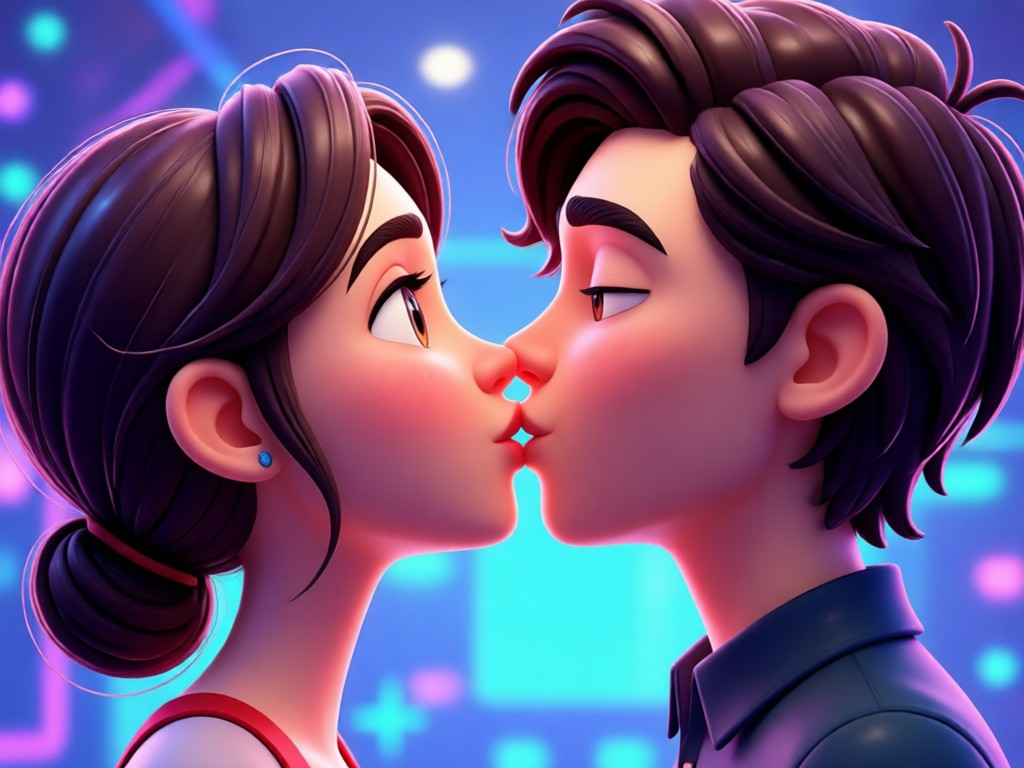 Realistic 3D kissing animation