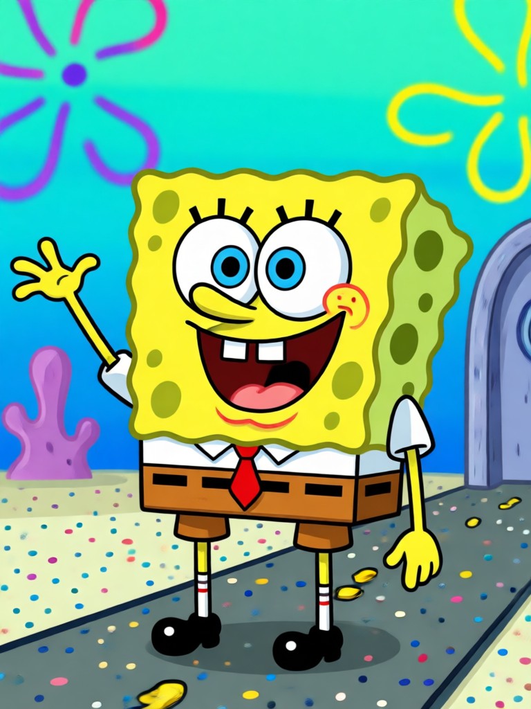 Benutzerdefiniertes SpongeBob-Meme mit hochgeladenem Gesicht