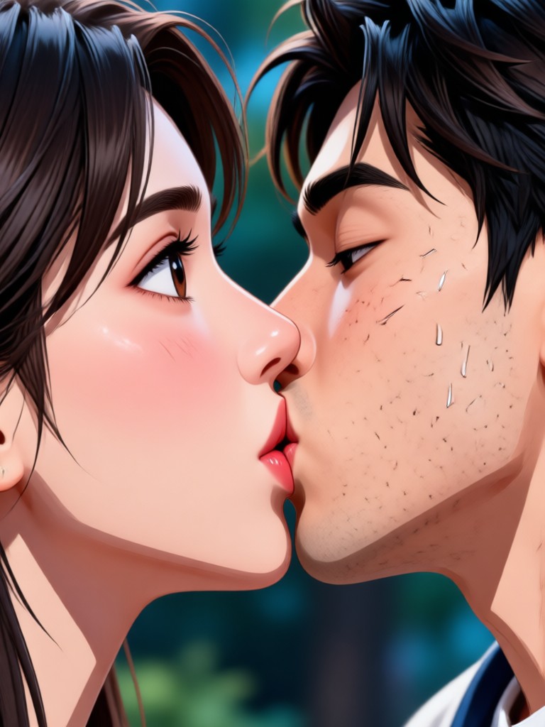 Cinematic style kiss video from portrait