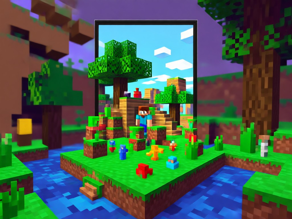 Example of a photo transforming into Minecraft block art