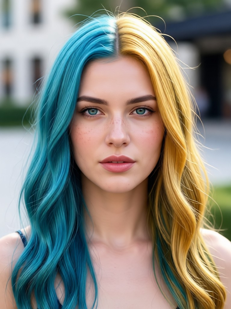 AI hair color change to vibrant cherry red