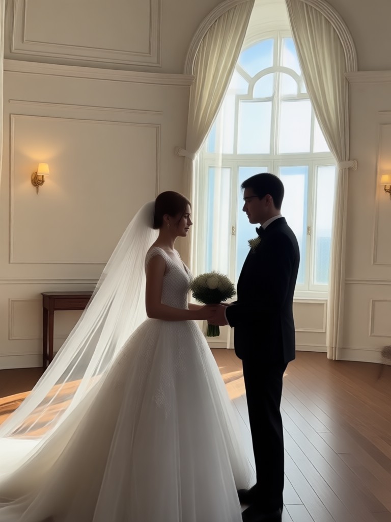 City rooftop wedding AI generated video