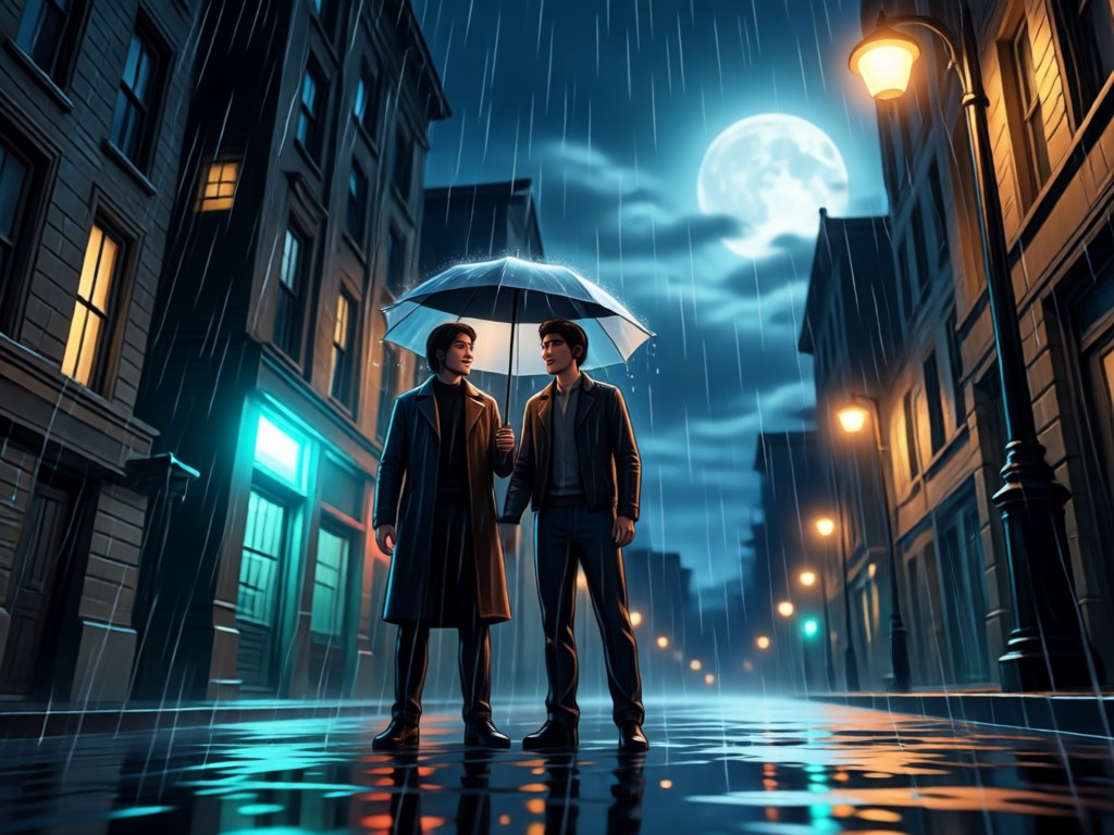Video-Stimmungstransformation von Tag zu emotionaler regnerischer Nacht