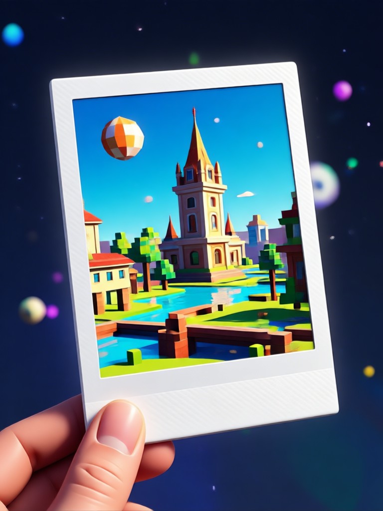 pet in a 3d floating polaroid effect