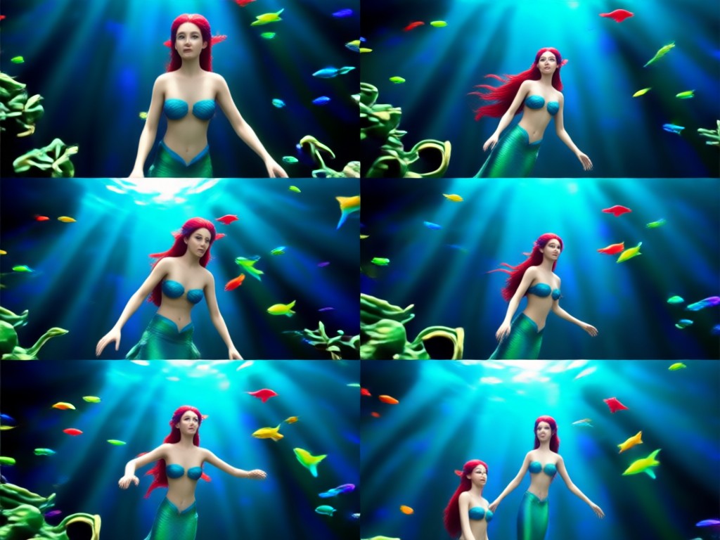 Underwater lighting and caustic effects in AI video