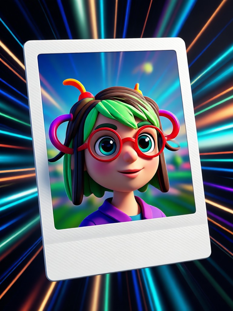 Mobile app showing 3D polaroid video creation
