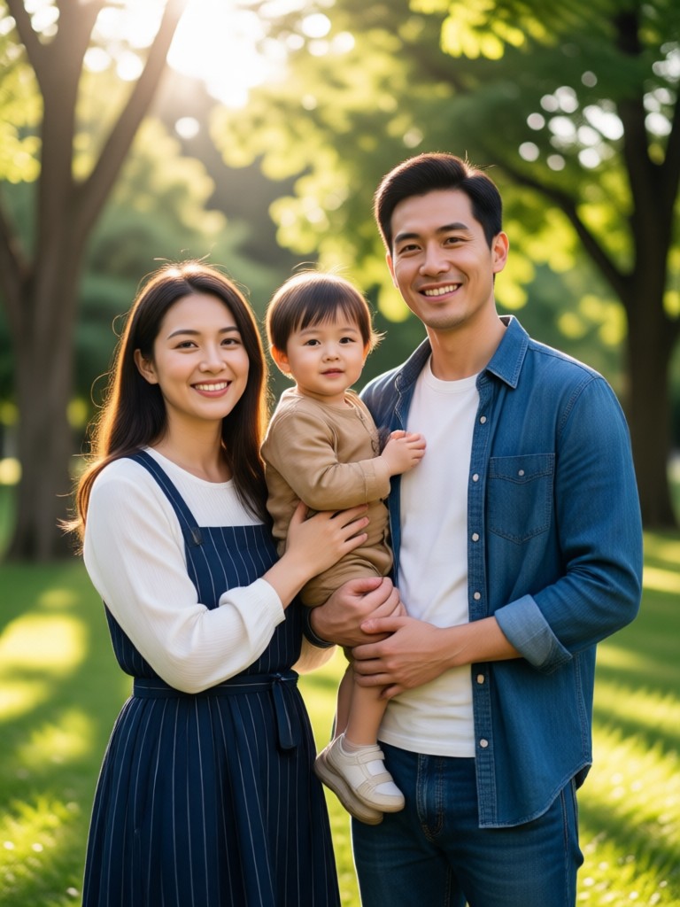Newborn baby with family AI generated