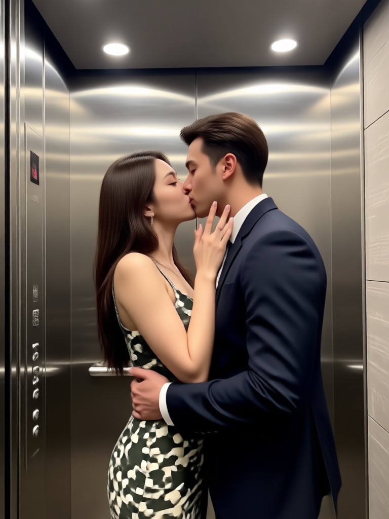 Photo to secret elevator kiss video transformation sample