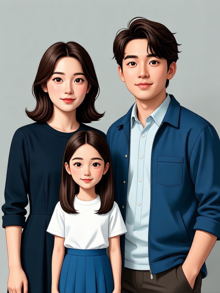 아늑한 AI 생성 거실의 가족과 반려동물