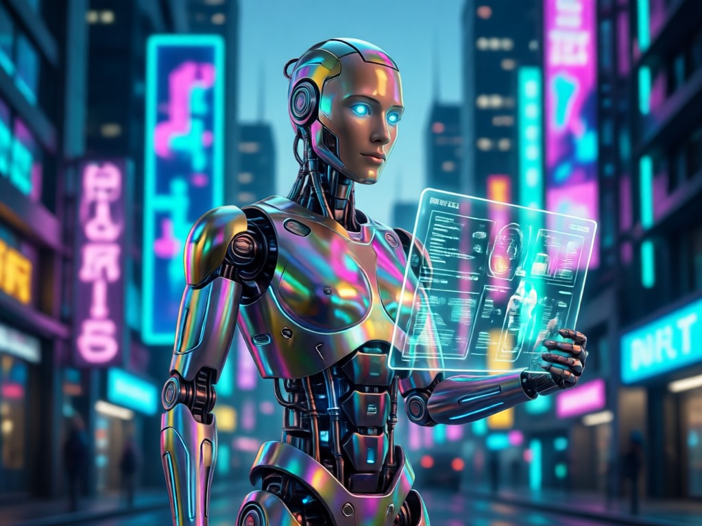 Perbandingan berdampingan menunjukkan foto sederhana menjadi hasil filter robot yang kompleks