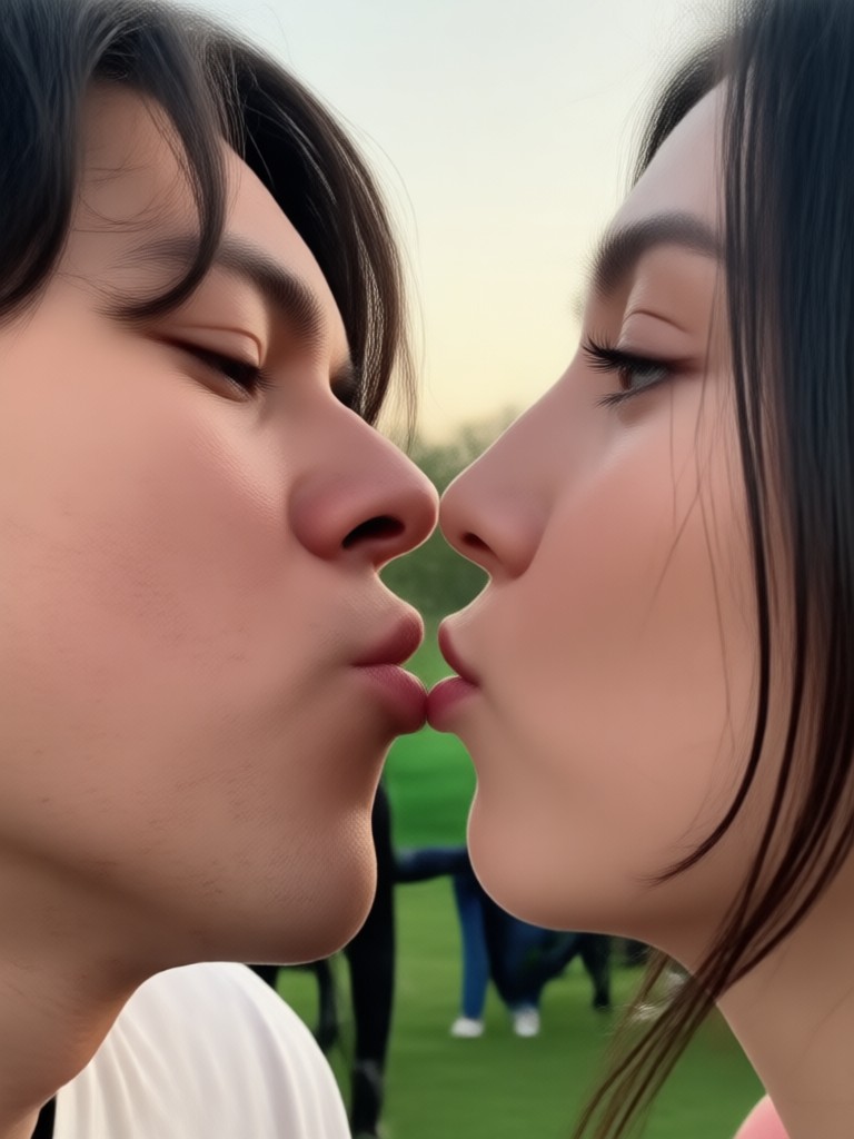 Playful park fountain kiss video template