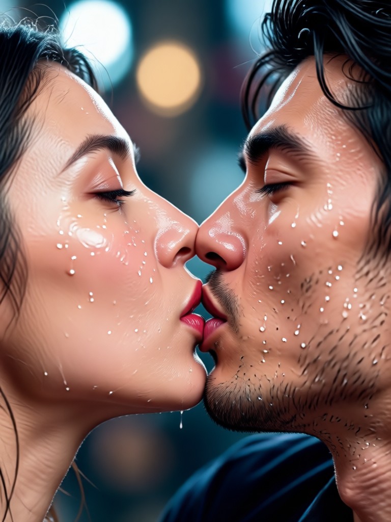 Ciuman Perancis pasangan realistis AI
