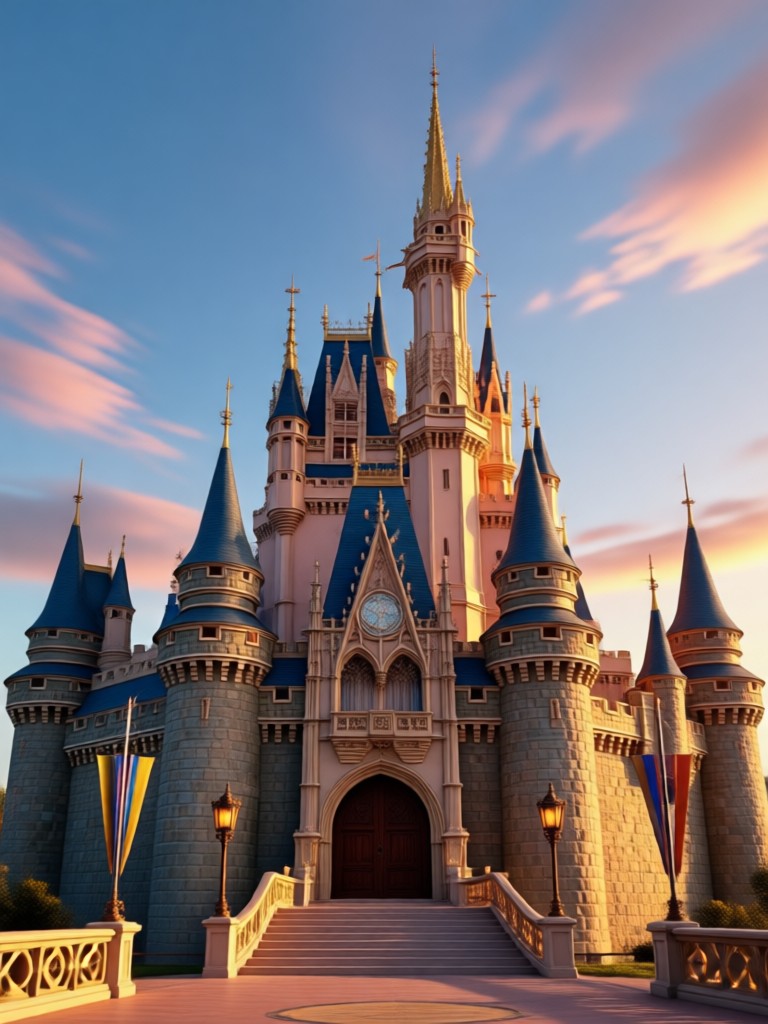 Enchanted forest castle courtyard kiss