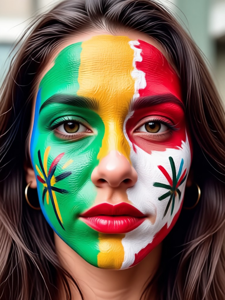 Mobile phone showing World Cup face paint design