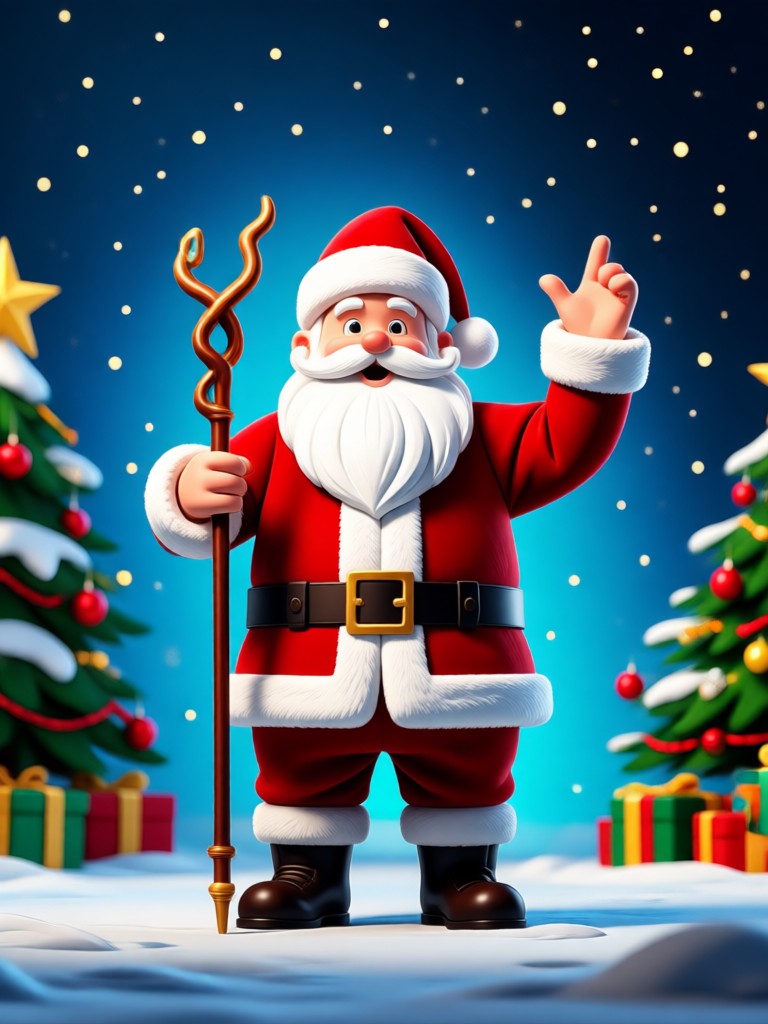 Mascota vestida como Papá Noel en animación con IA