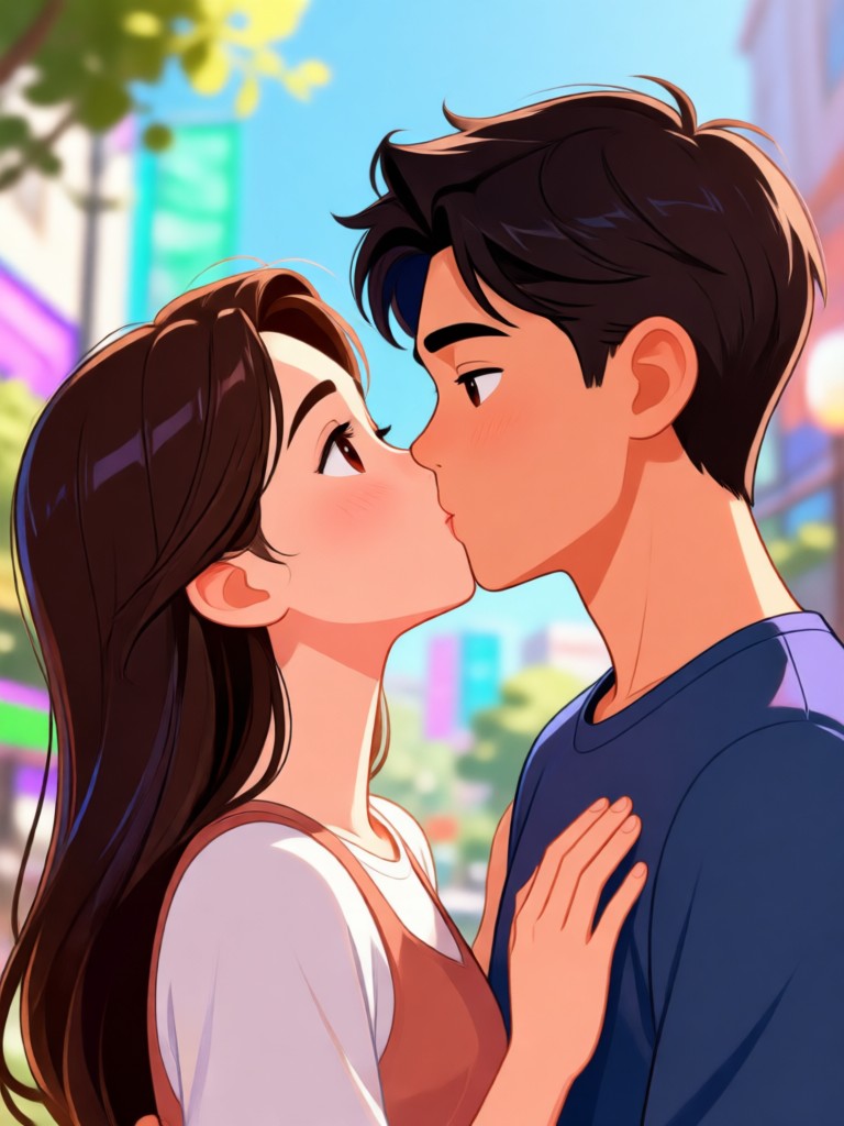 Victorian era stylized avatar kiss