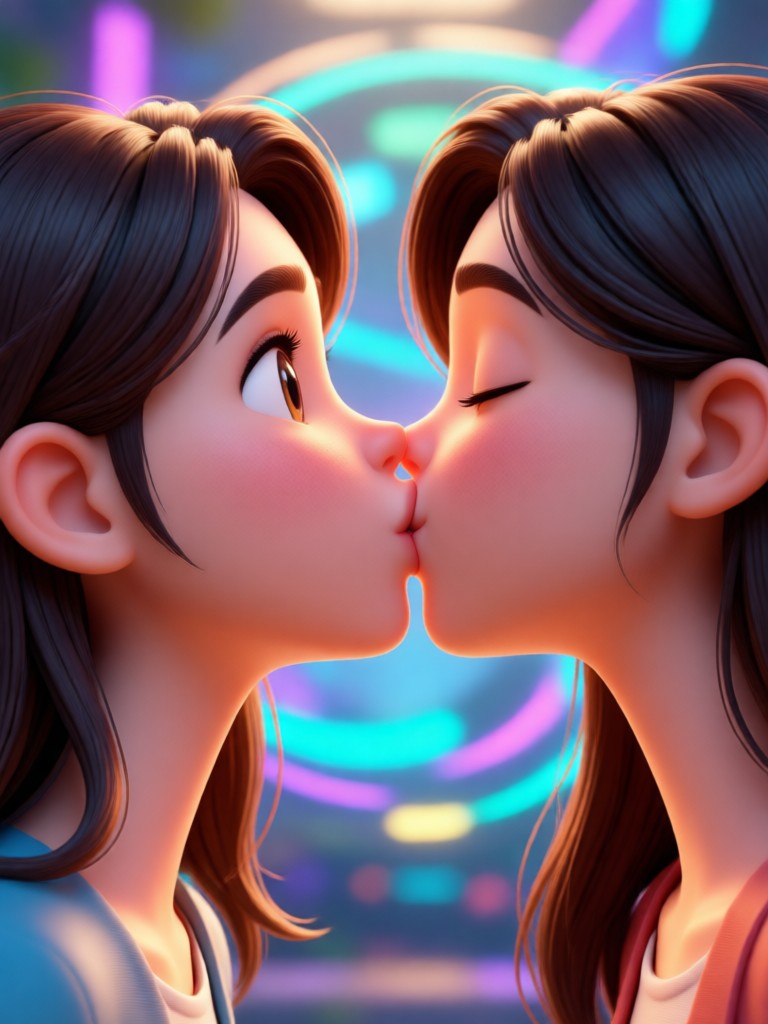 Cinematic romantic couple kiss at sunset
