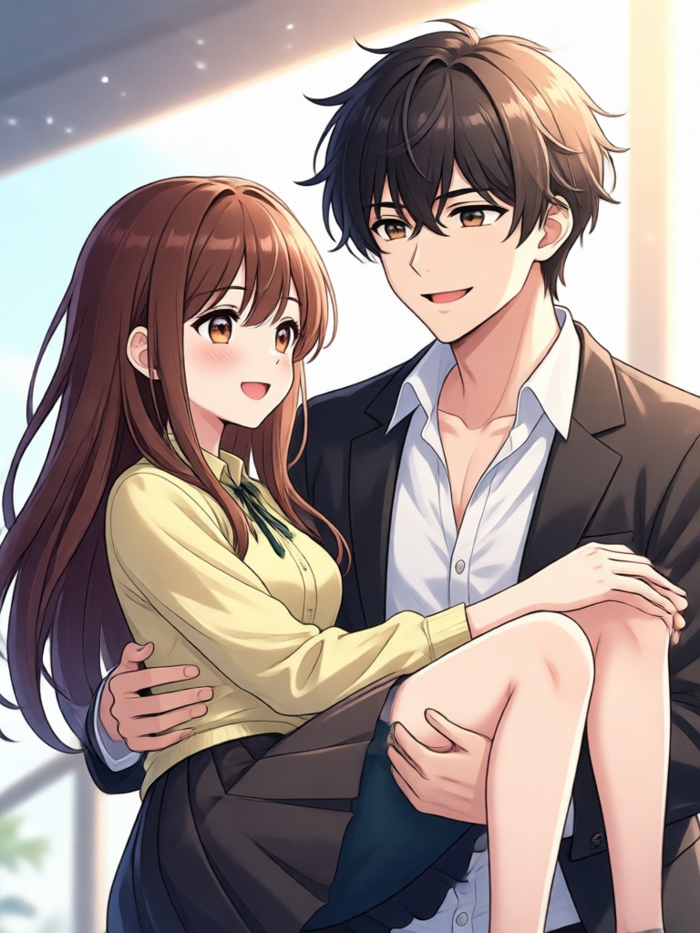 Modern anime couple in cityscape video