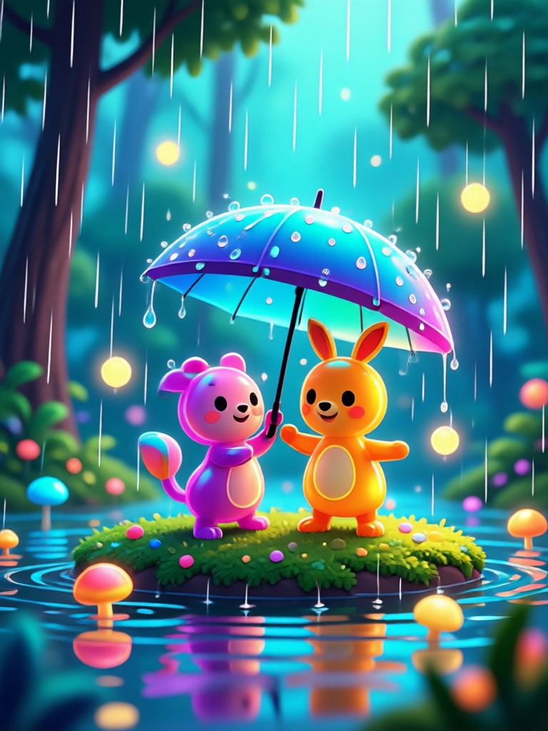Animated couple cuddle with soft lighting