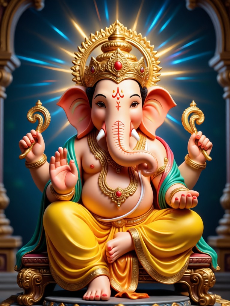 Mobile app interface showing Ganesh Ji AI generation