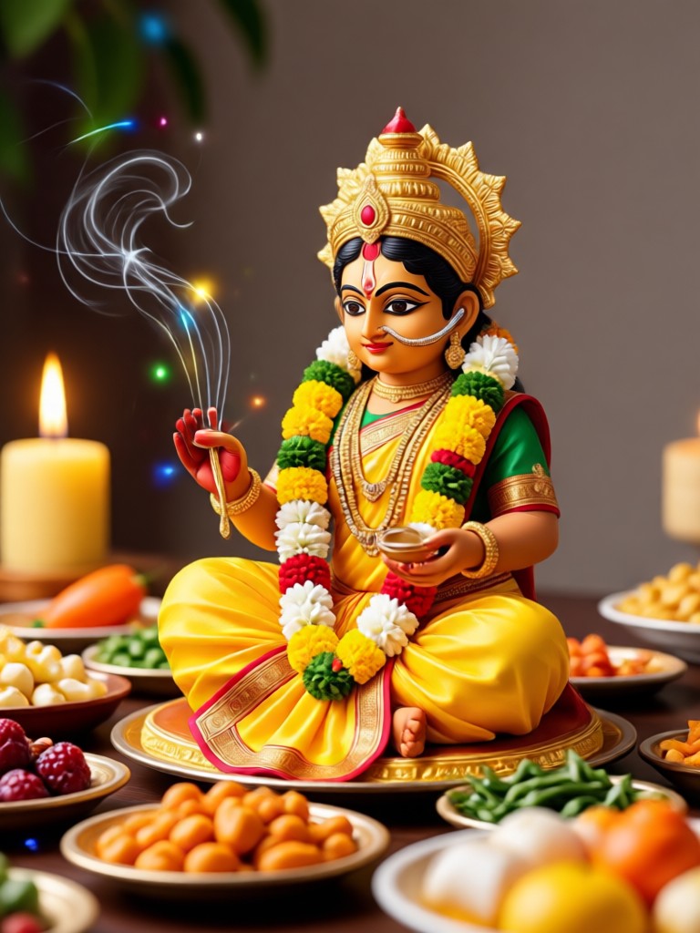 AI-generiertes Porträt mit Puja Thali