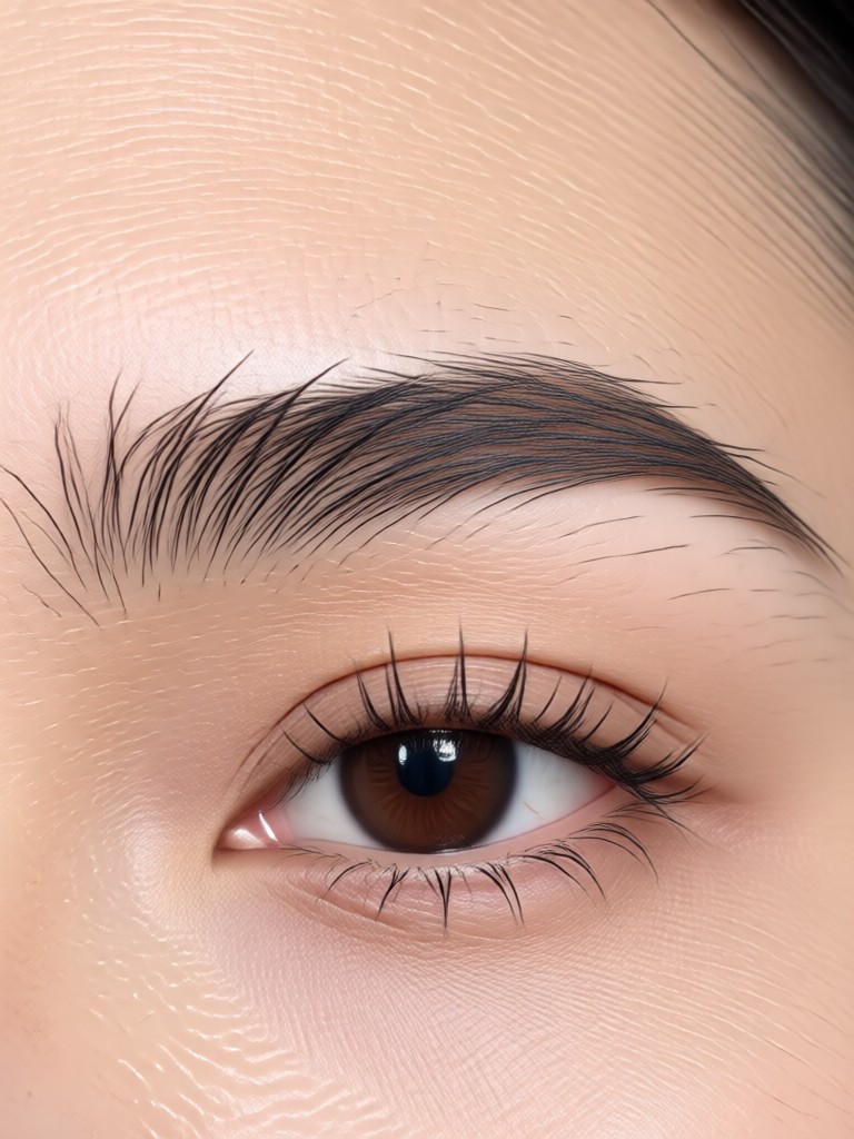 Uneven brows corrected and balanced with AI filter