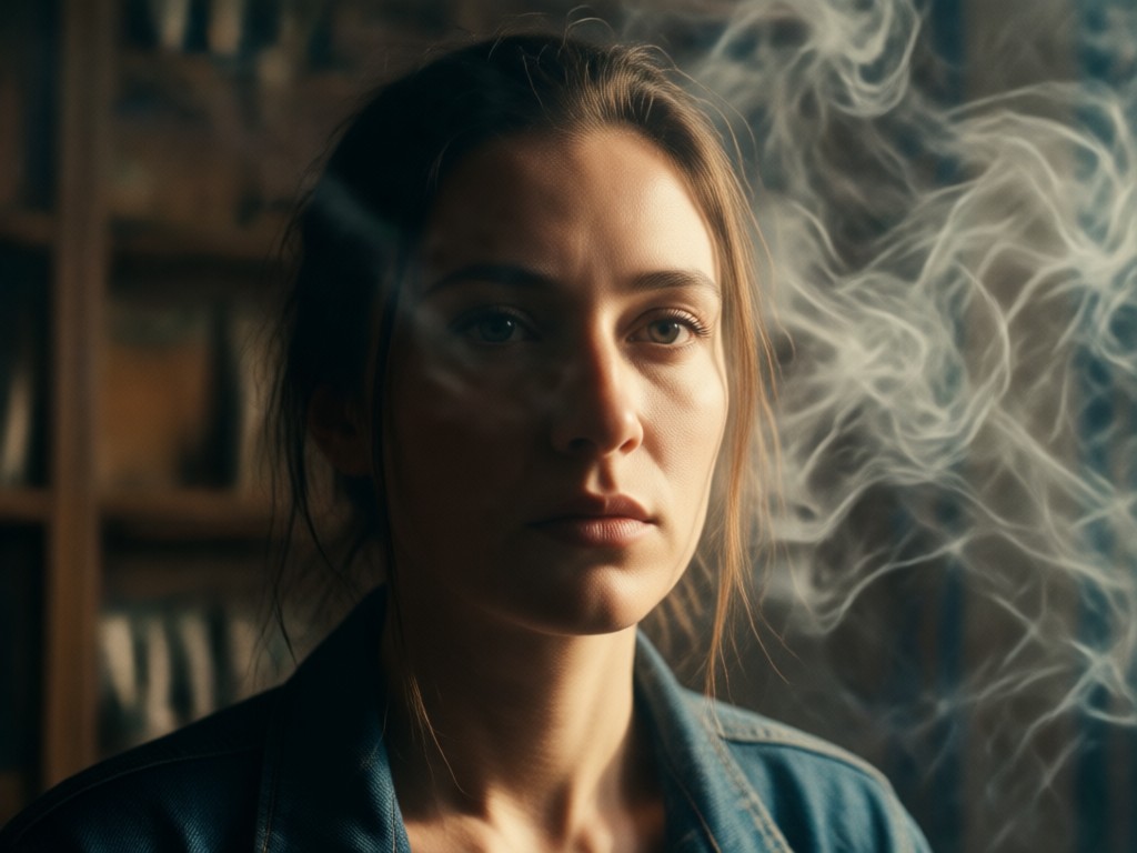 Realistic smoke physics in an AI portrait