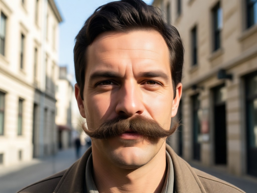 Simple app interface showing quick mustache preview on a selfie