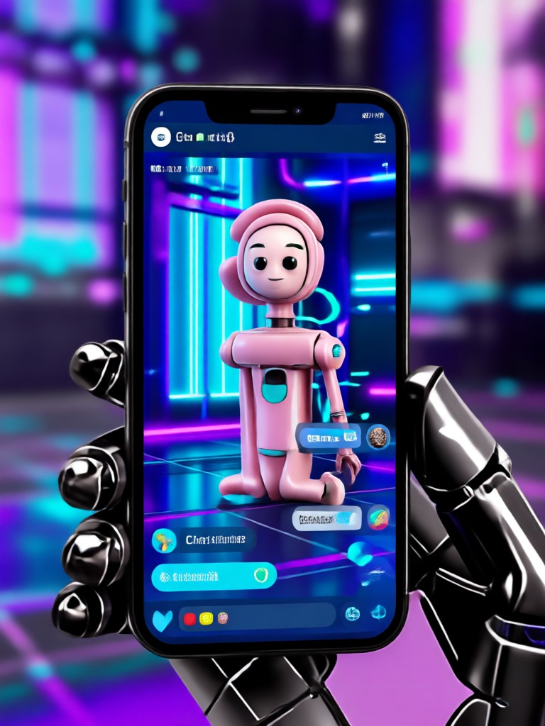 Futuristic cyberpunk AI character profile