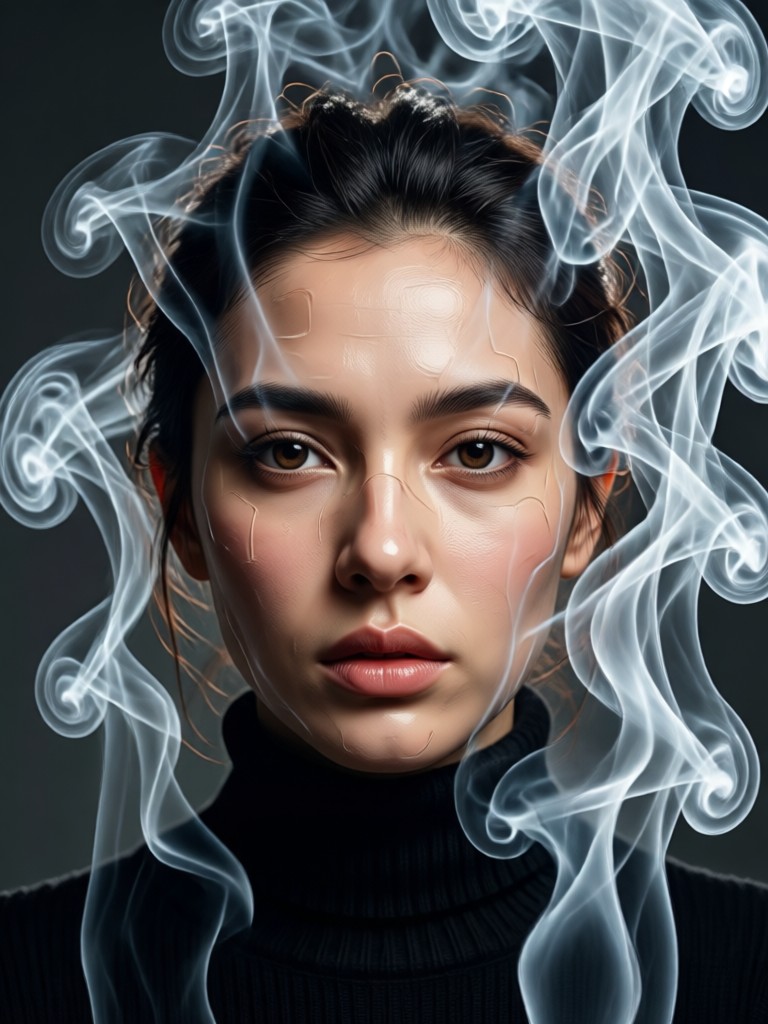 Character portrait with magical, swirling smoke