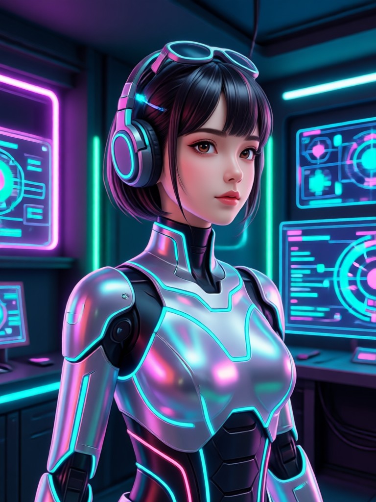 Ghibli style AI girl with a friendly creature