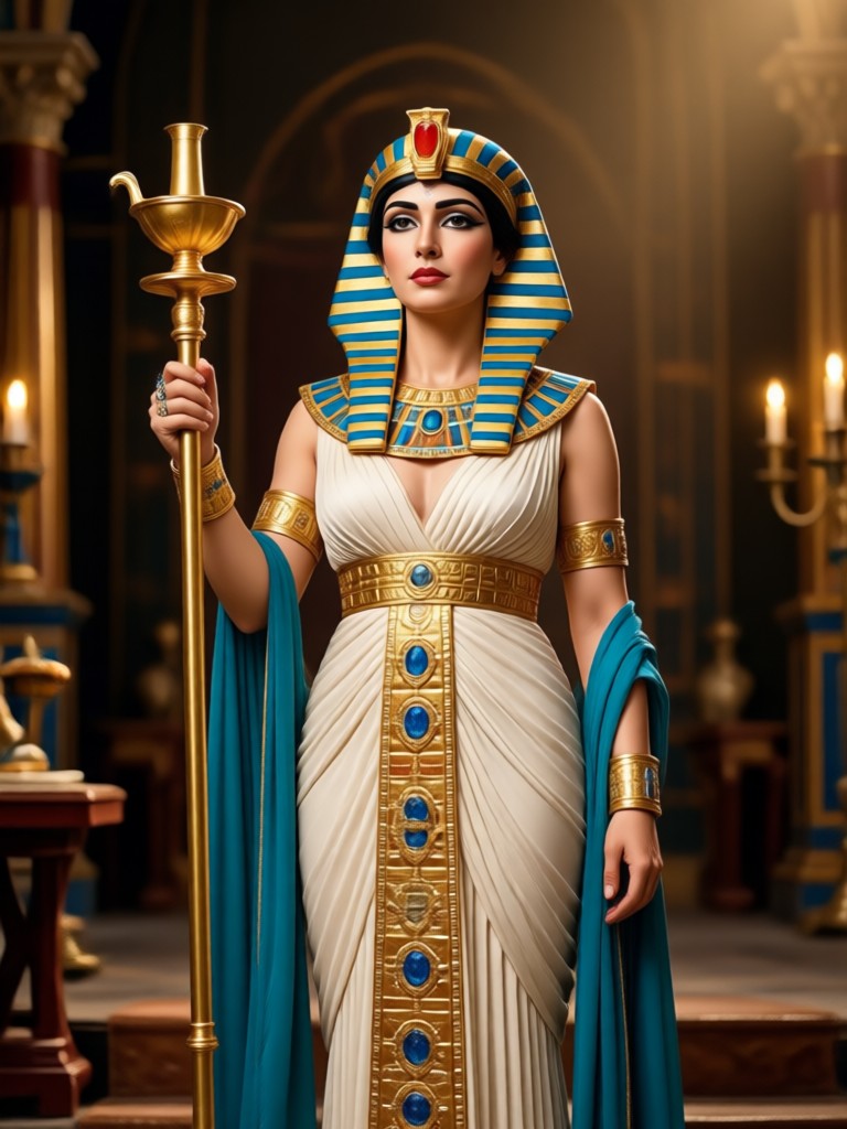 Smiling subject transformed by the AI Cleopatra generator.