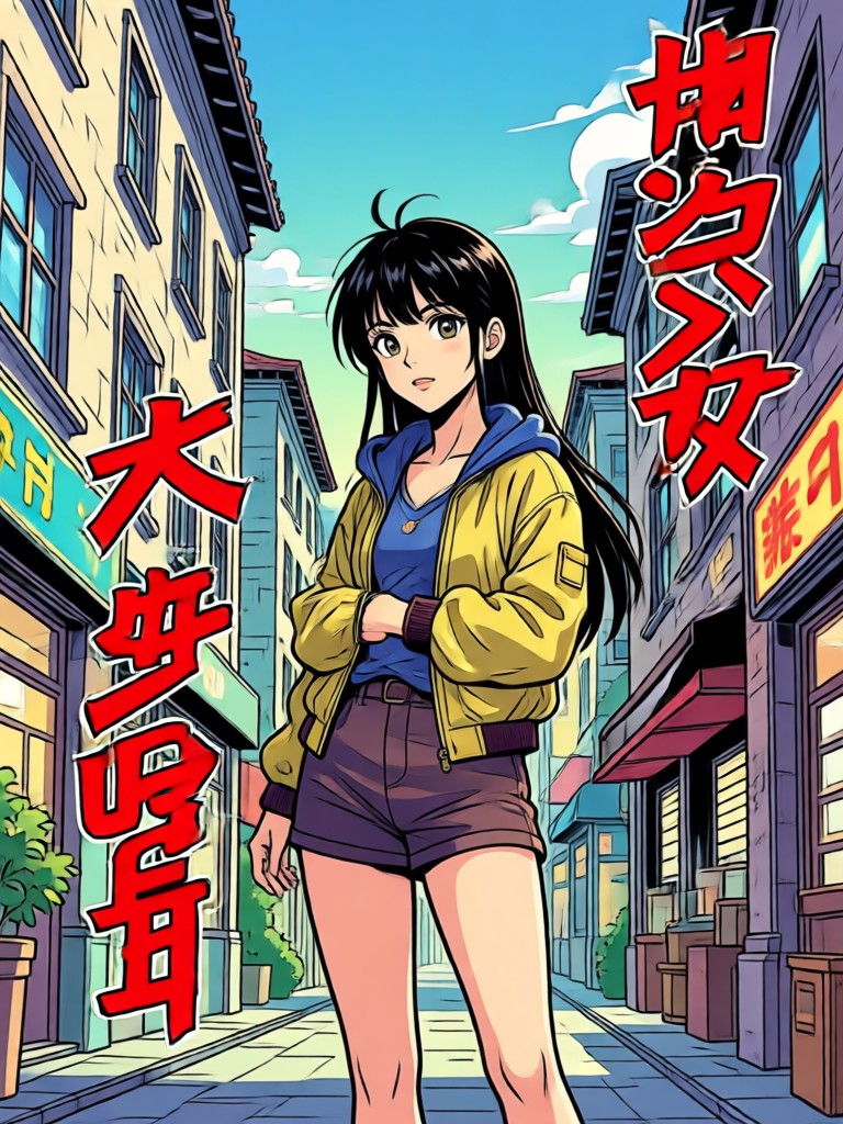 Cityscape photo filtered into a dramatic cyberpunk anime backdrop