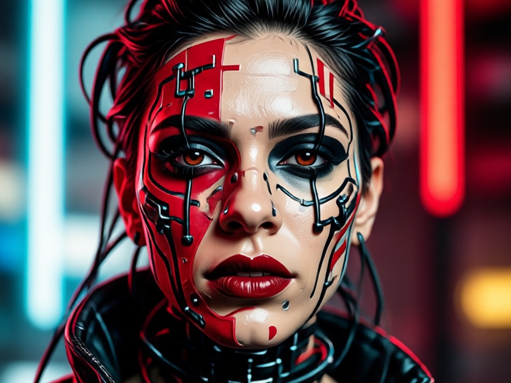 Multiple red black portrait style variations
