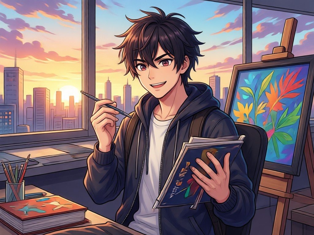 Text prompt generating anime character