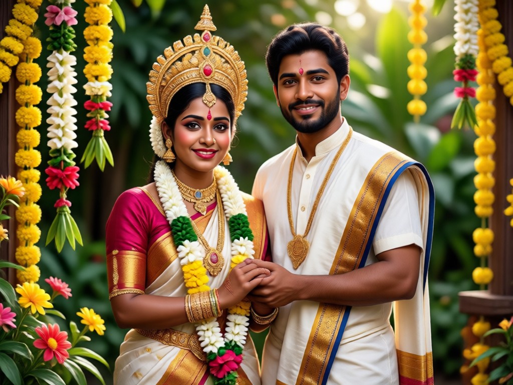 Generasi AI Pakaian Pernikahan Tradisional Tamil