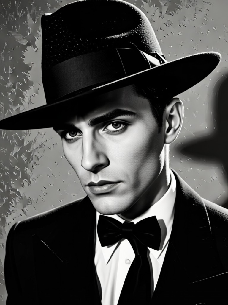 Interfaz de la app móvil mostrando la creación de retratos noir