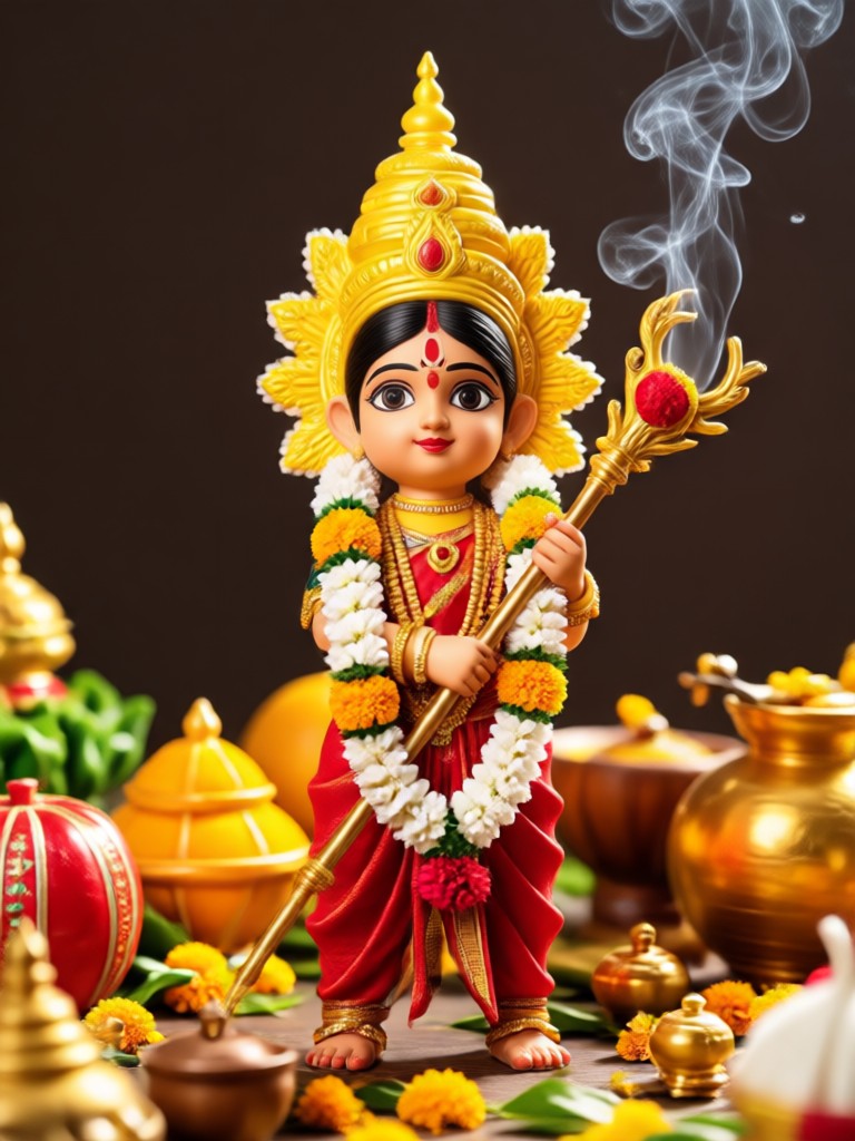 Moderner traditioneller Varalakshmi AI-Look