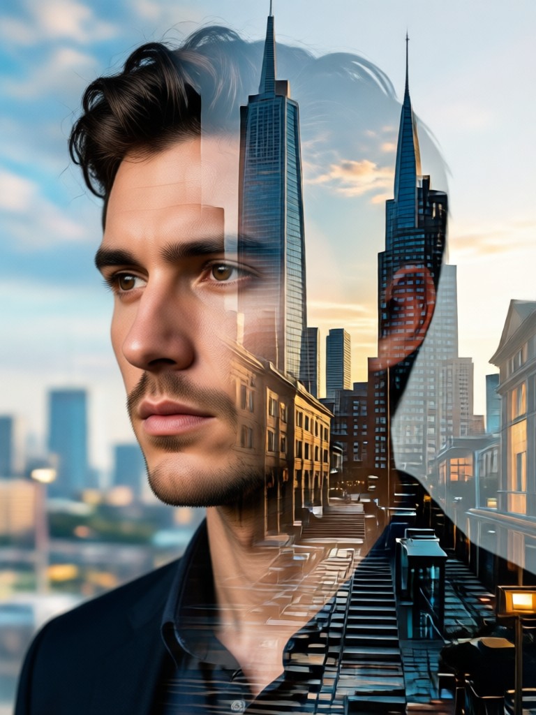 Mobile app interface for AI double exposure creation