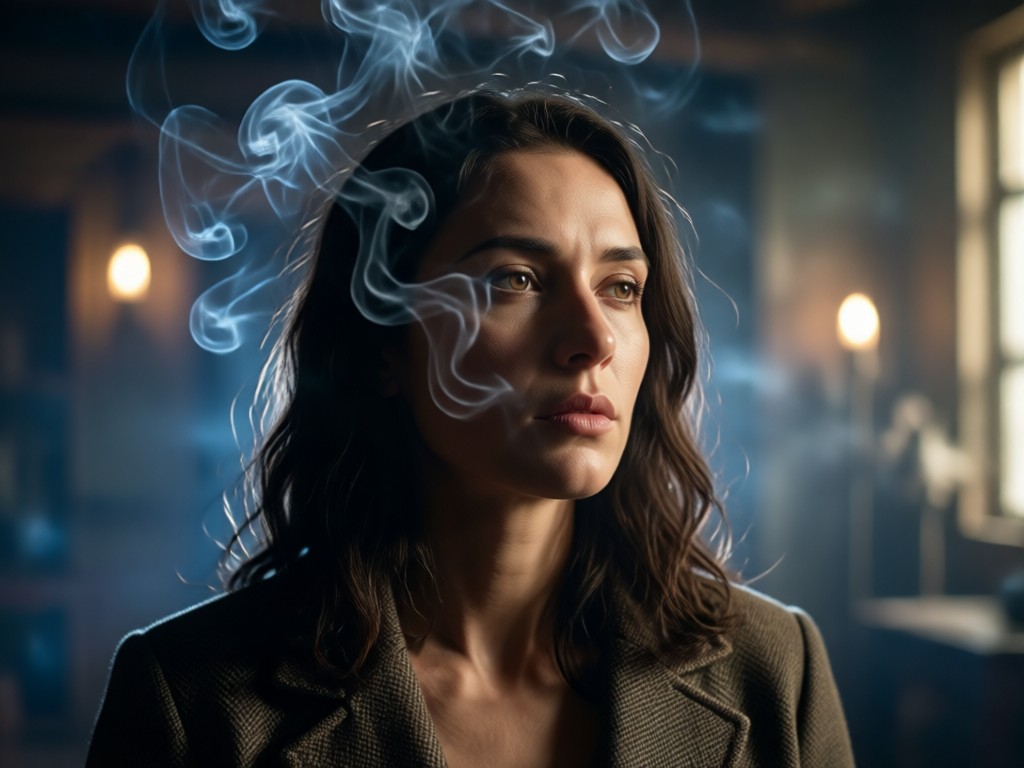 Smoke seamlessly integrated with a portrait subject