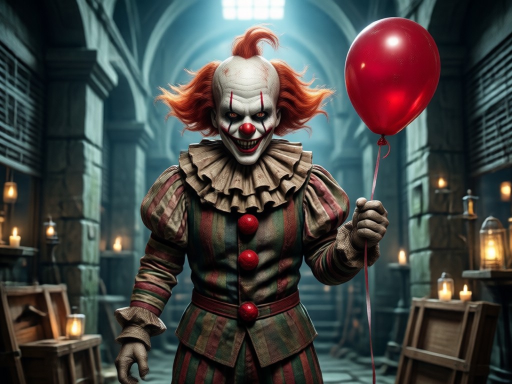 AI generating Pennywise costume and hair on a person
