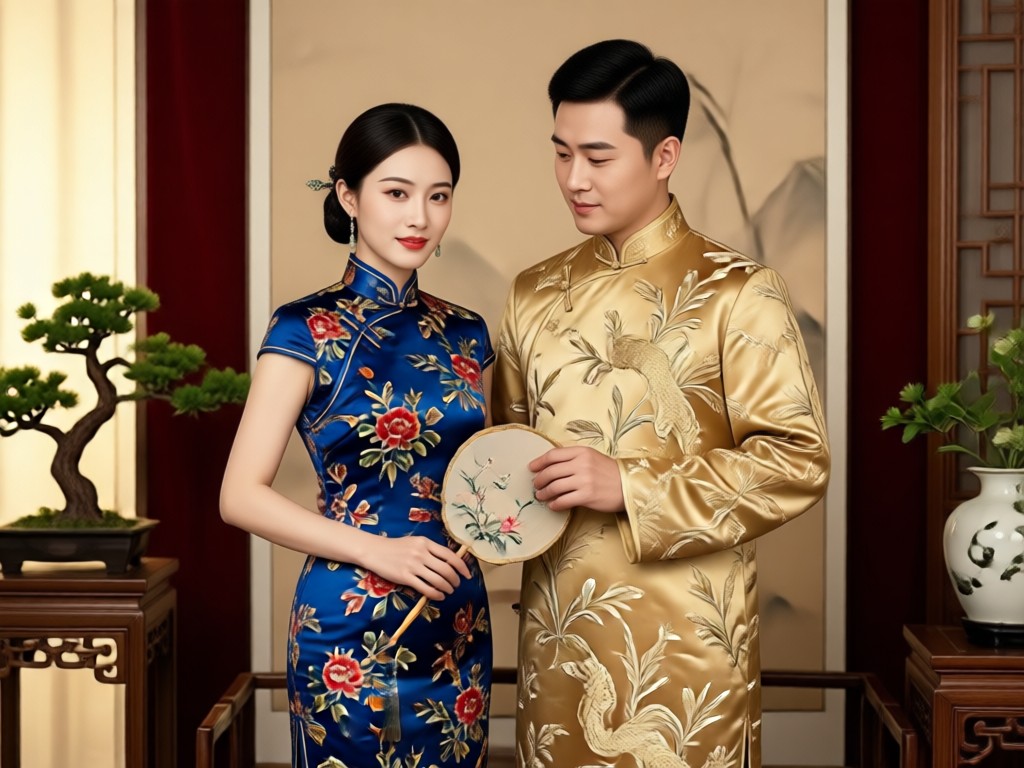 AI generated qipao couple poses